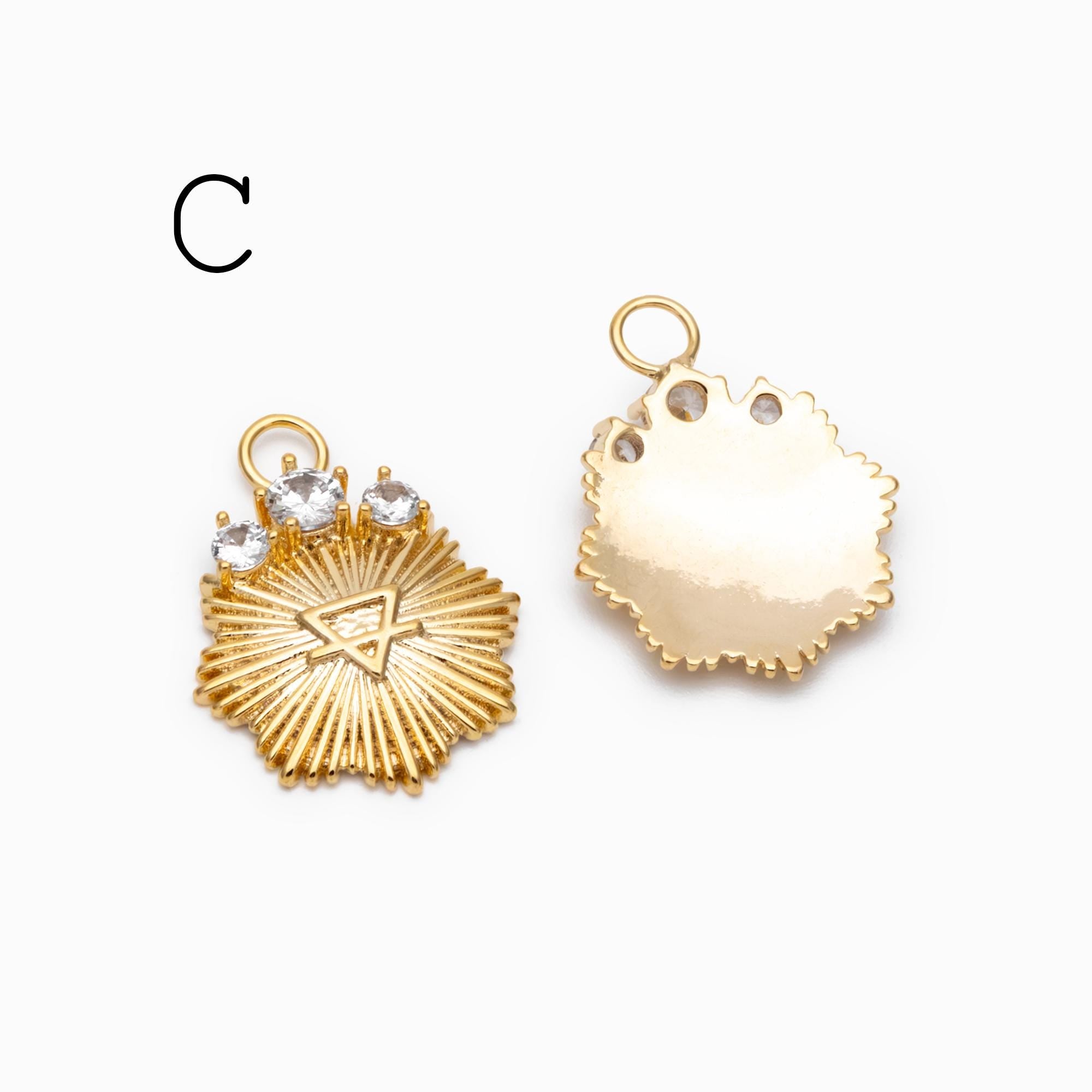 4pcs CZ pave Gold/ Silver Tone Round Oval Charm, 18K Gold/ Rhodium plated Brass, Rhinestone Earring Charm (GB-1872)
